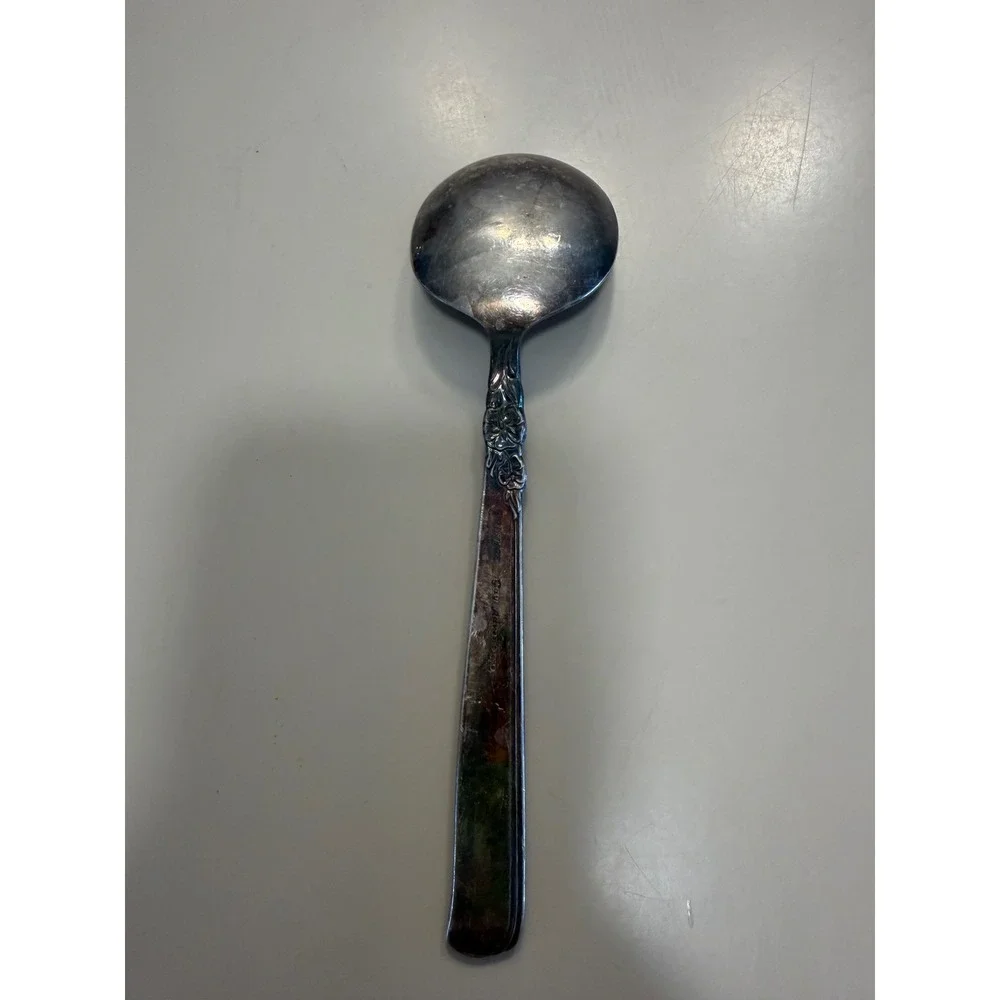 Prestige Gay Adventure Silverplate Soup Spoon Vintage 1951 Rose Floral Pattern